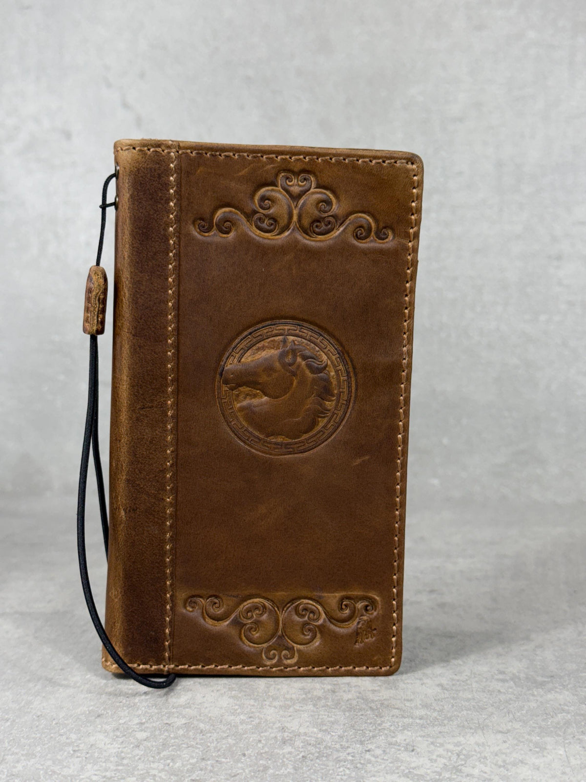 Handmade Leather Wallet Case: Google Pixel, Tree of Love Design