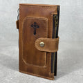 Genuine Leather iPhone Wallet Case: Credit Card Slots & Zipper
