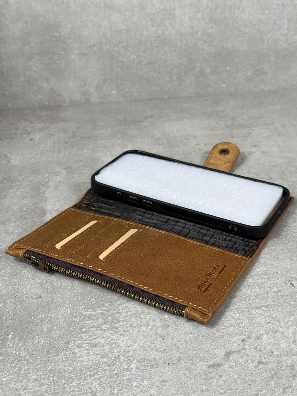 Handmade Leather Wallet Case for Google Pixel: Retro Card Holder with Zipper