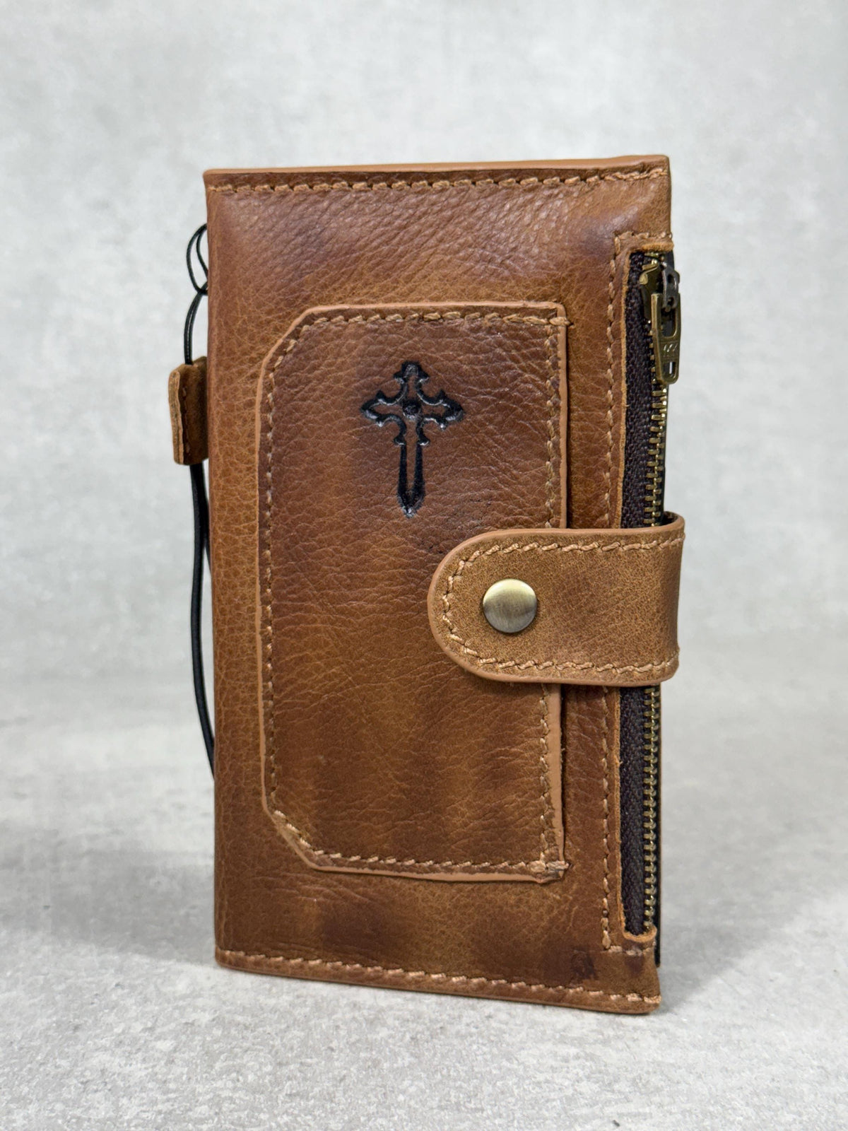 Handmade Leather Wallet Case for Google Pixel: Retro Card Holder with Zipper