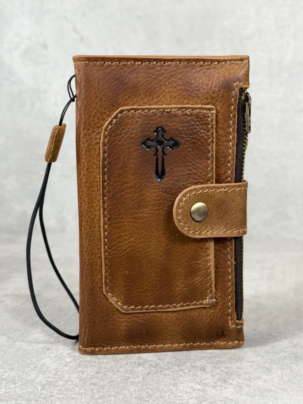 Handmade Leather Wallet Case for Galaxy: Book Design, Card Slots
