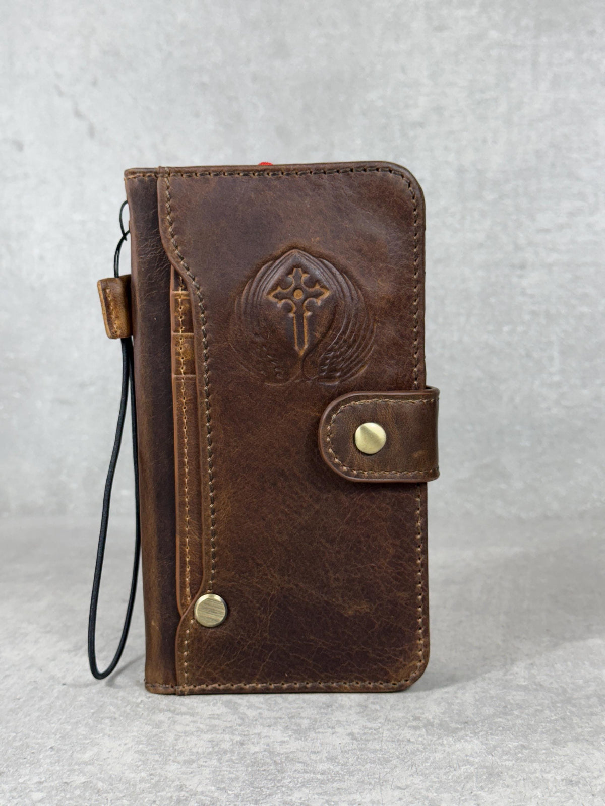 Handmade Leather Wallet Case for Galaxy: Book Design, Card Slots