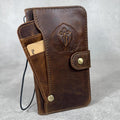 Handmade Leather Wallet Case for Galaxy: Book Design, Card Slots
