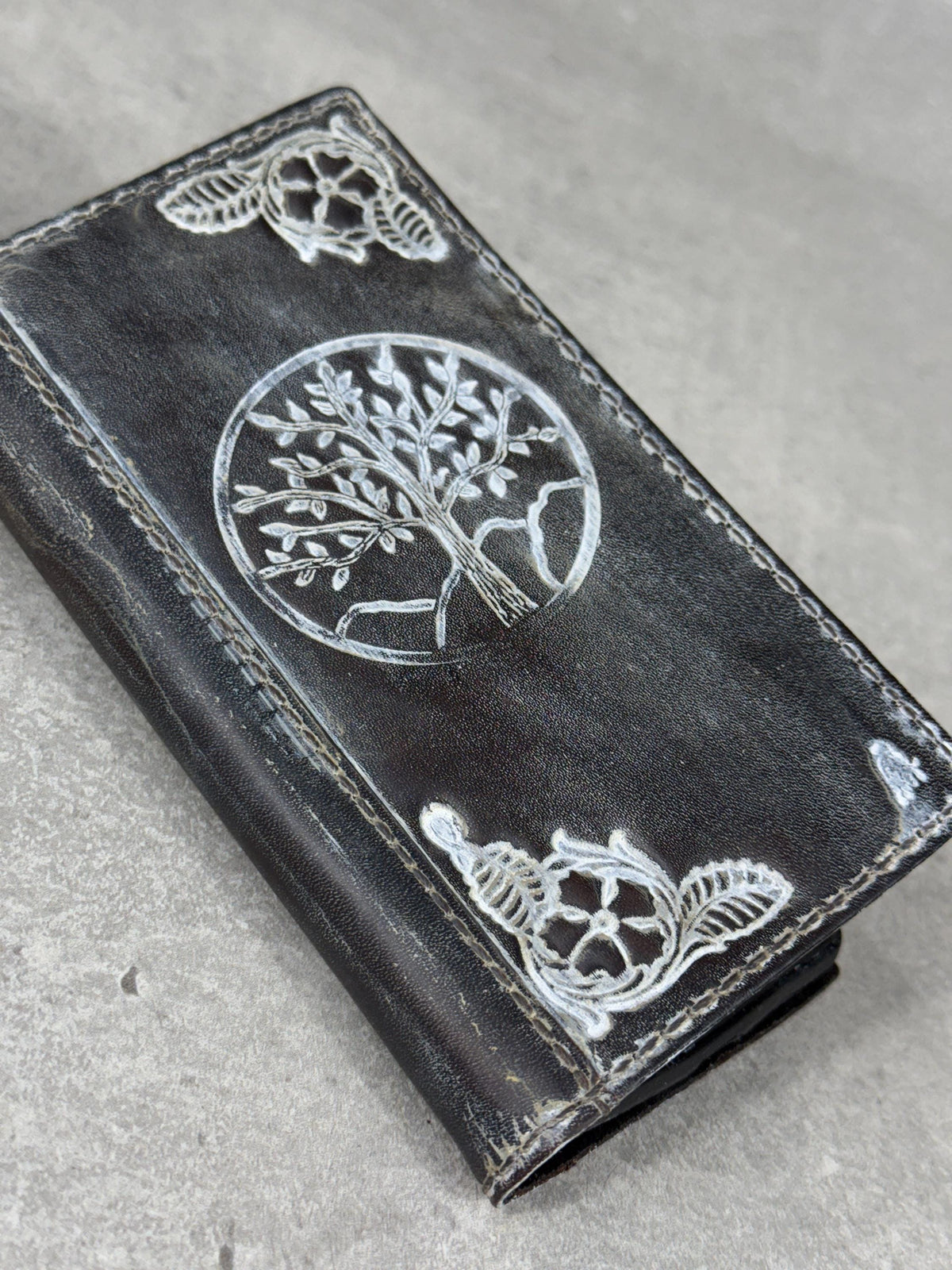 Handmade Leather Wallet Case for Galaxy: Book Design, Card Slots