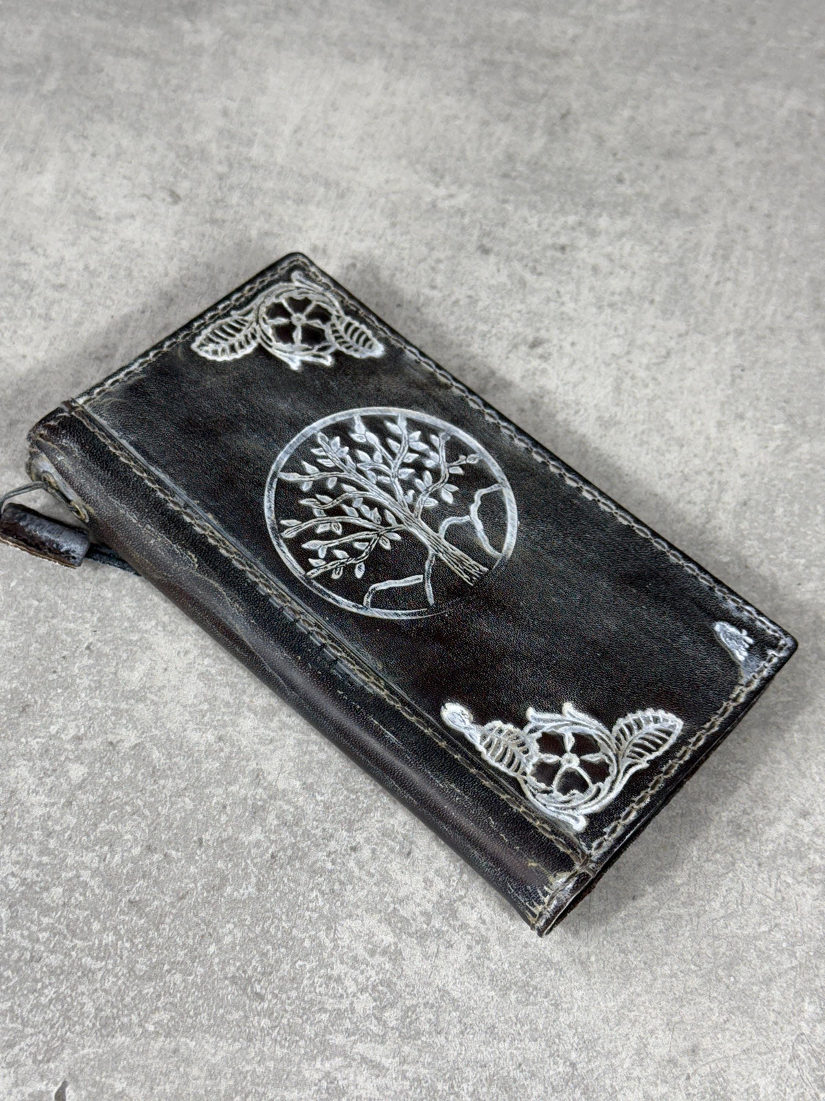 Handmade Leather Wallet Case for Galaxy Z Fold 2/3/4/5/6/7 - Polish Art Design