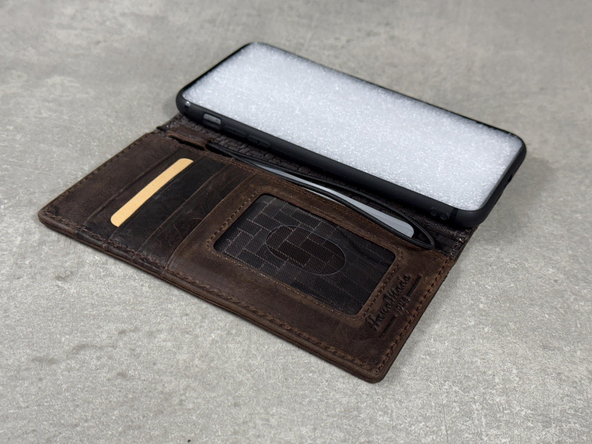 Handmade Leather Galaxy Z Fold Wallet Cover: Snake Art Design