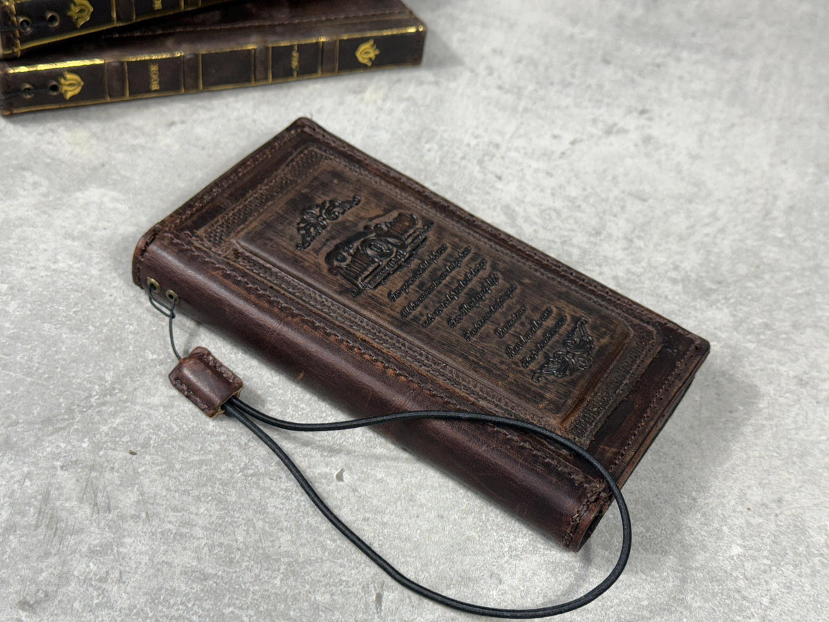 Vintage Leather iPhone Wallet Case: Book Style, Card Slots