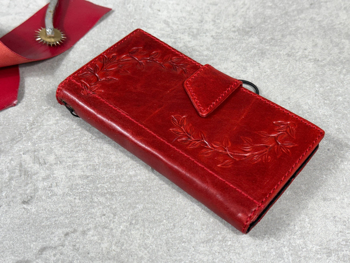 Handmade Leather iPhone Wallet Case: Vintage Book Style