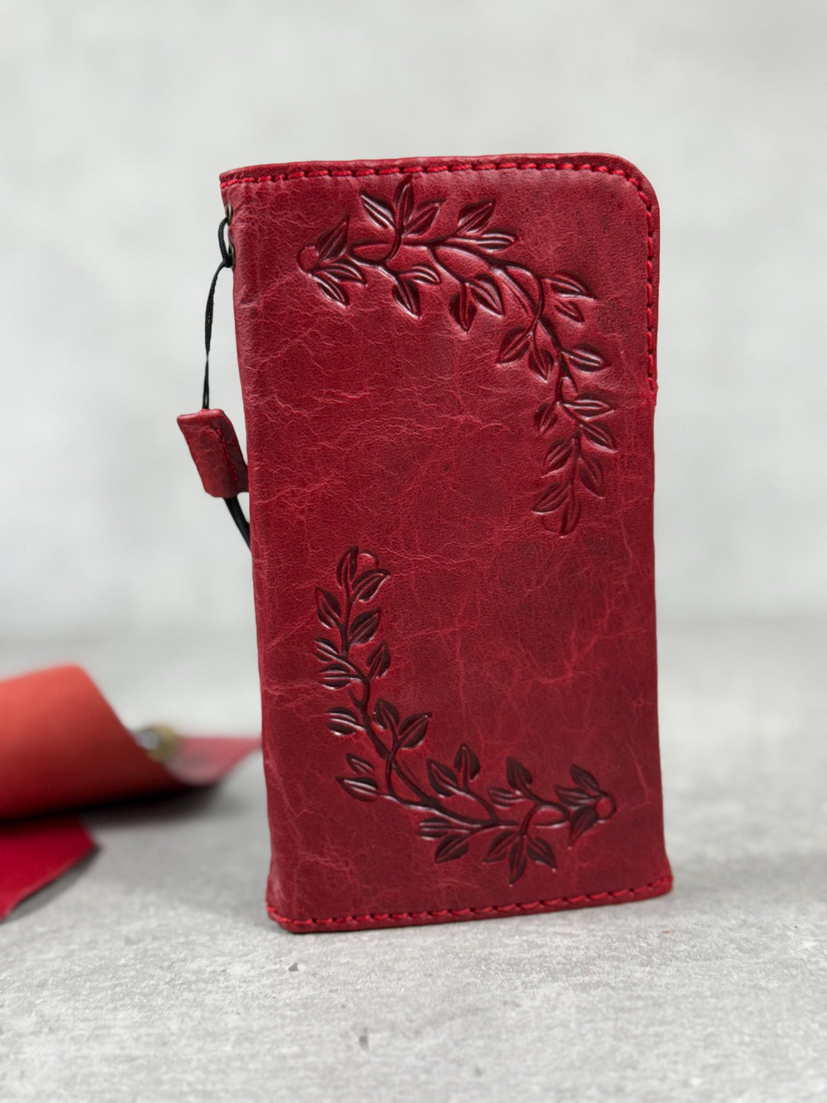 Handmade Leather iPhone Wallet Case: Vintage Book Style