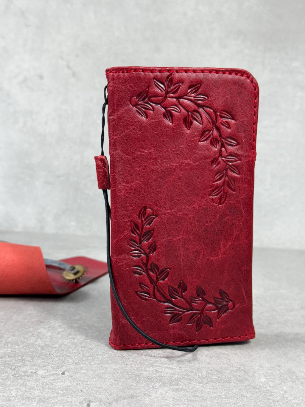 Handmade Leather iPhone Wallet Case: Vintage Book Style