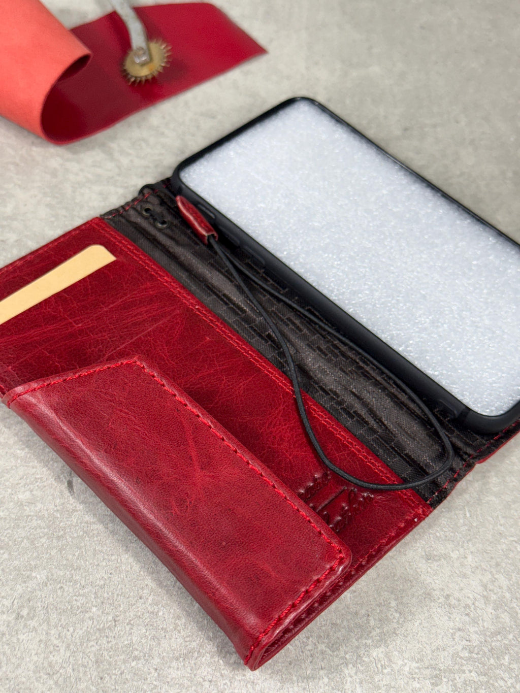 Handmade Leather iPhone Wallet Case: Vintage Book Style