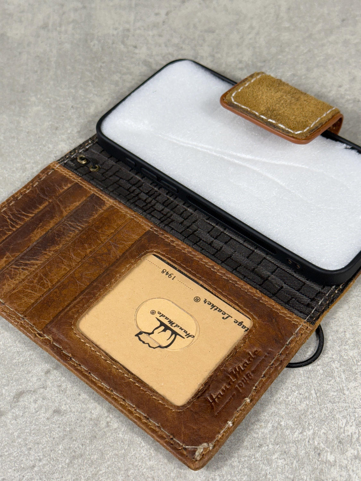 Handmade Leather Wallet Case for Galaxy: Book Design, Card Slots