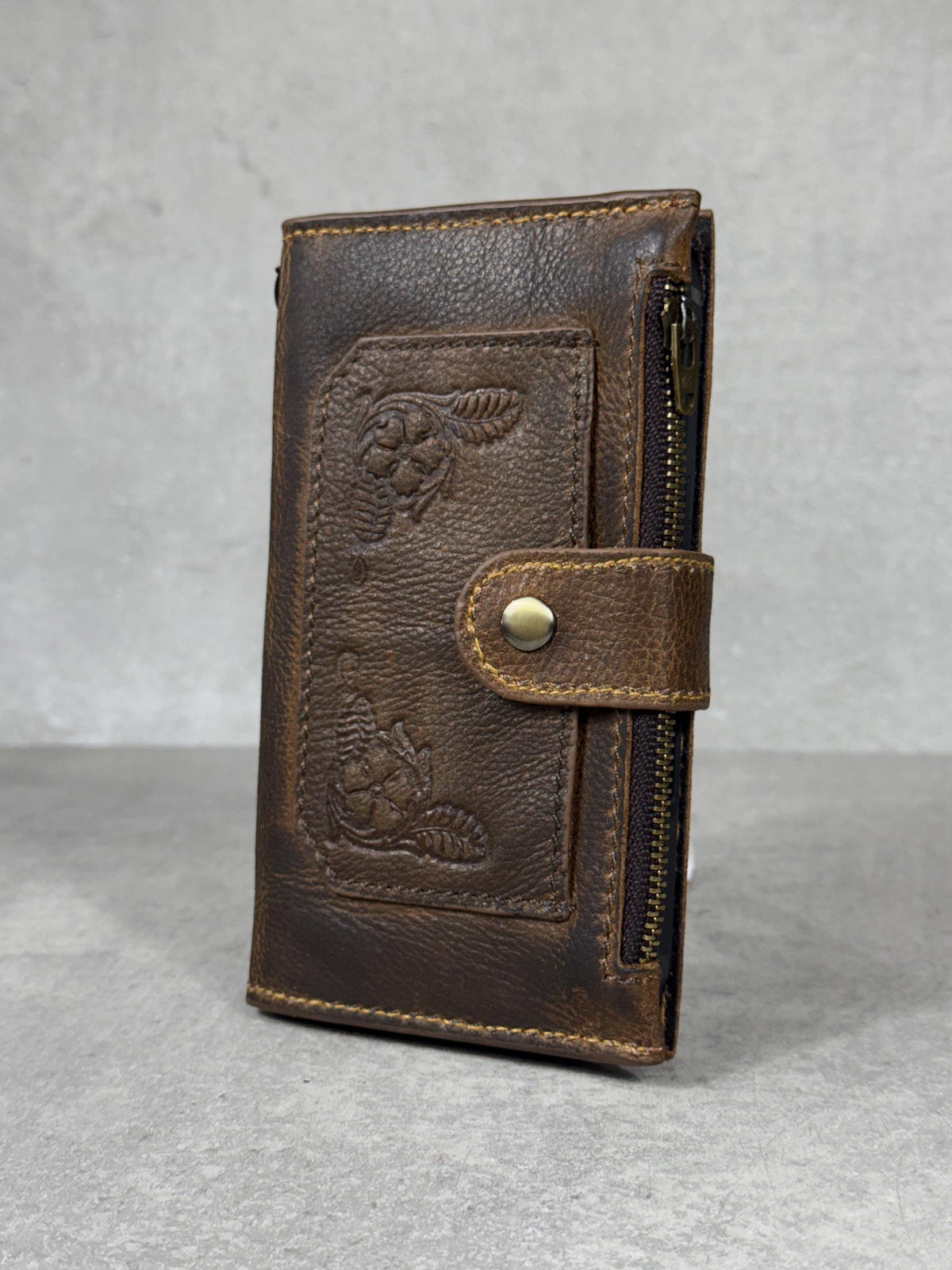 Hand-Stitched Leather Wallet Case: Vintage Design for Galaxy s22 s23 s24 Ultra