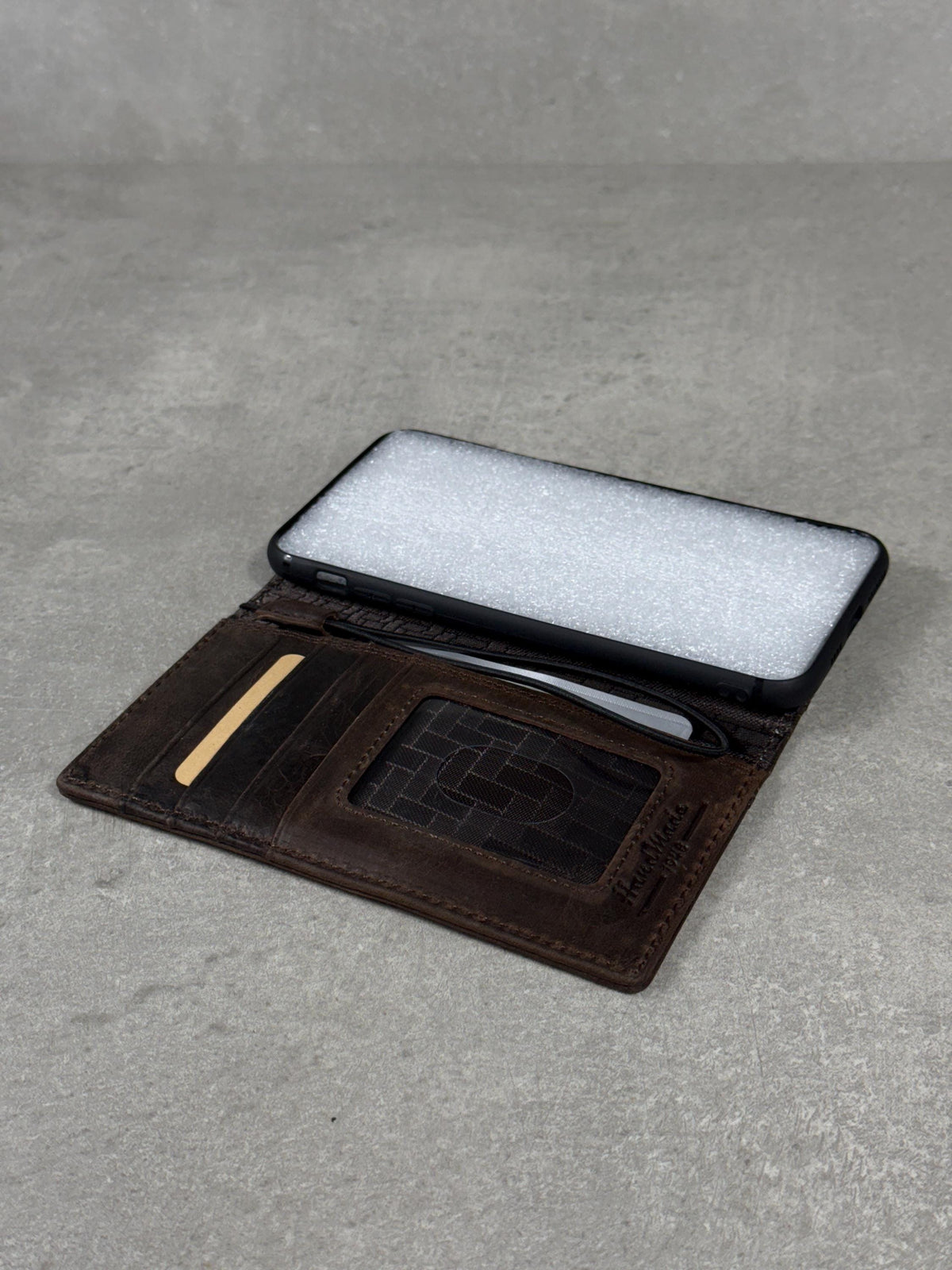 Handmade Leather Galaxy Z Fold Wallet Cover: Snake Art Design