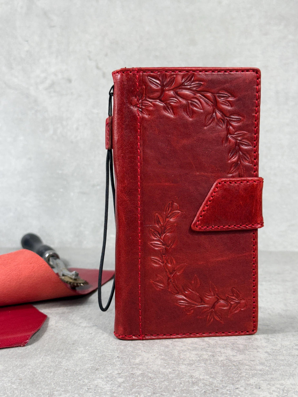 Handmade Leather Wallet Case for Galaxy Z Fold 2/3/4/5/6/7 - Art Design