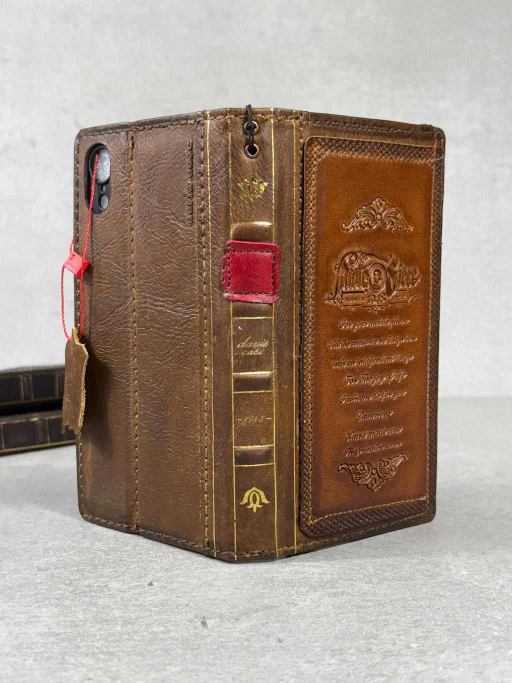 Vintage Leather iPhone Wallet Case: Book Style, Card Slots