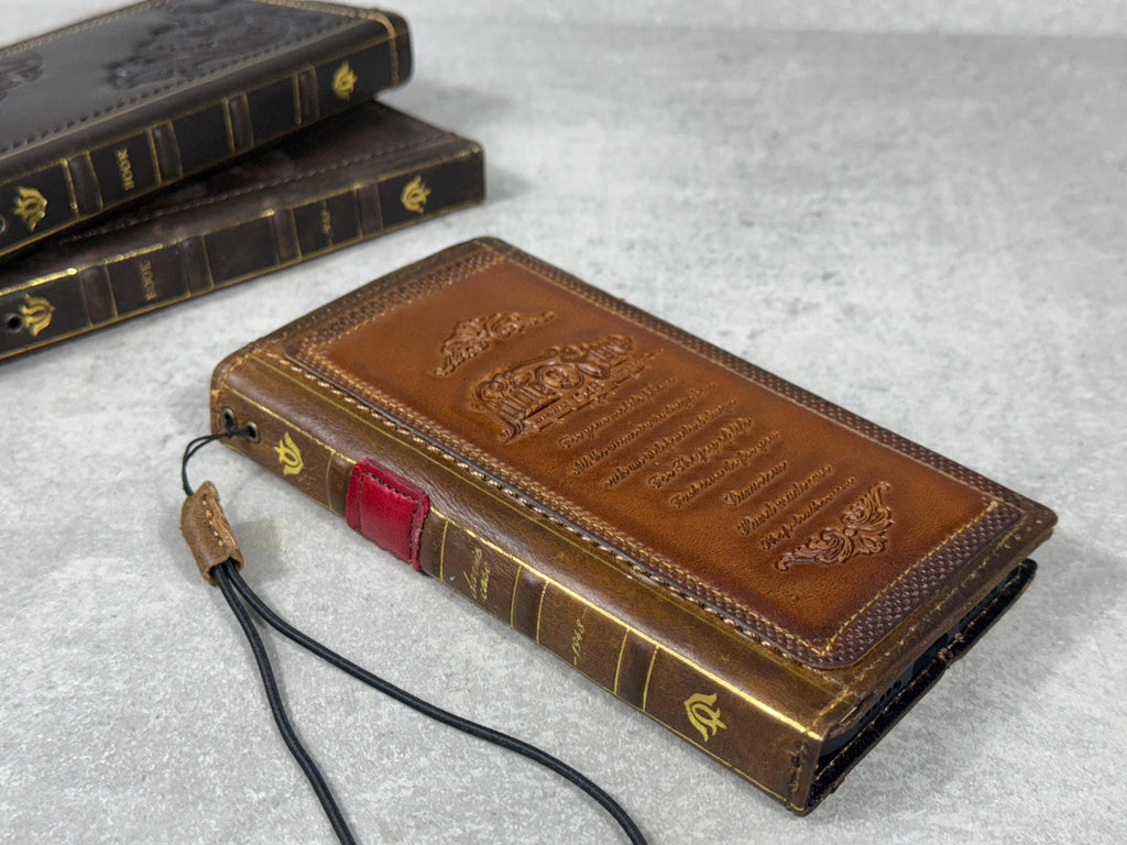 Vintage Leather iPhone Wallet Case: Book Style, Card Slots