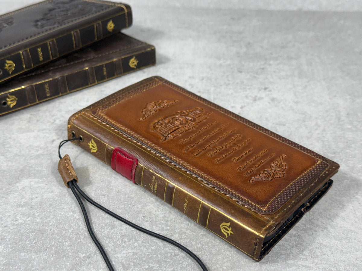 Vintage Leather iPhone Wallet Case: Book Style, Card Slots