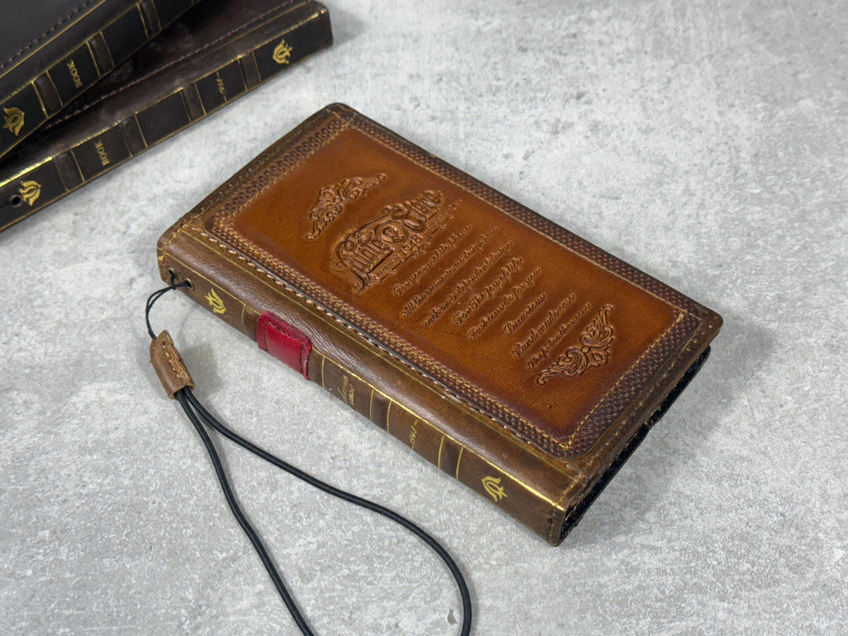 Vintage Leather iPhone Wallet Case: Book Style, Card Slots