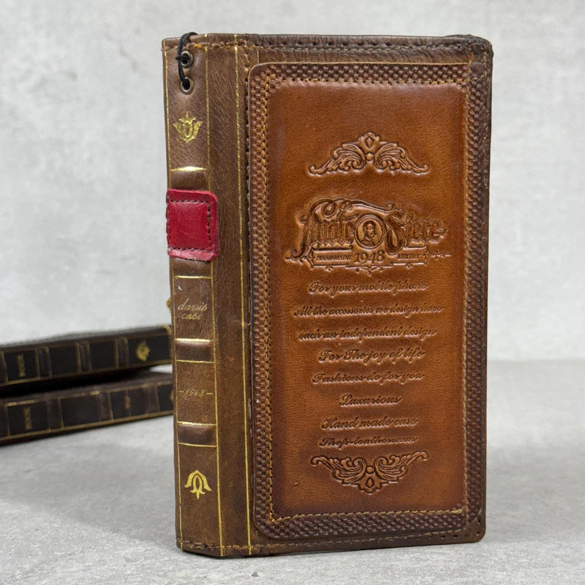 Vintage Leather iPhone Wallet Case: Book Style, Card Slots