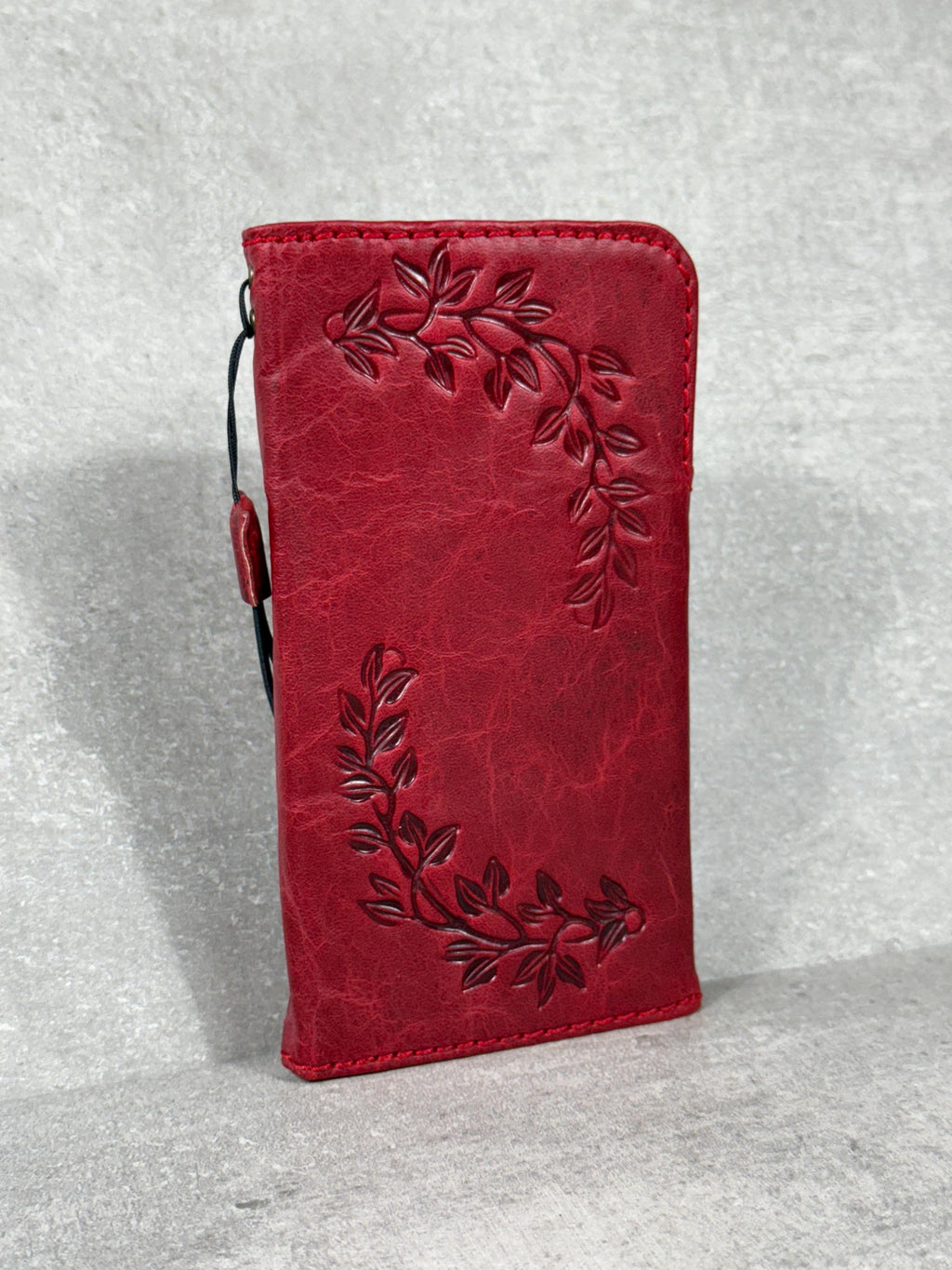 Genuine Leather Galaxy S22 S23 S24 Ultra Wallet Case: Red Heart