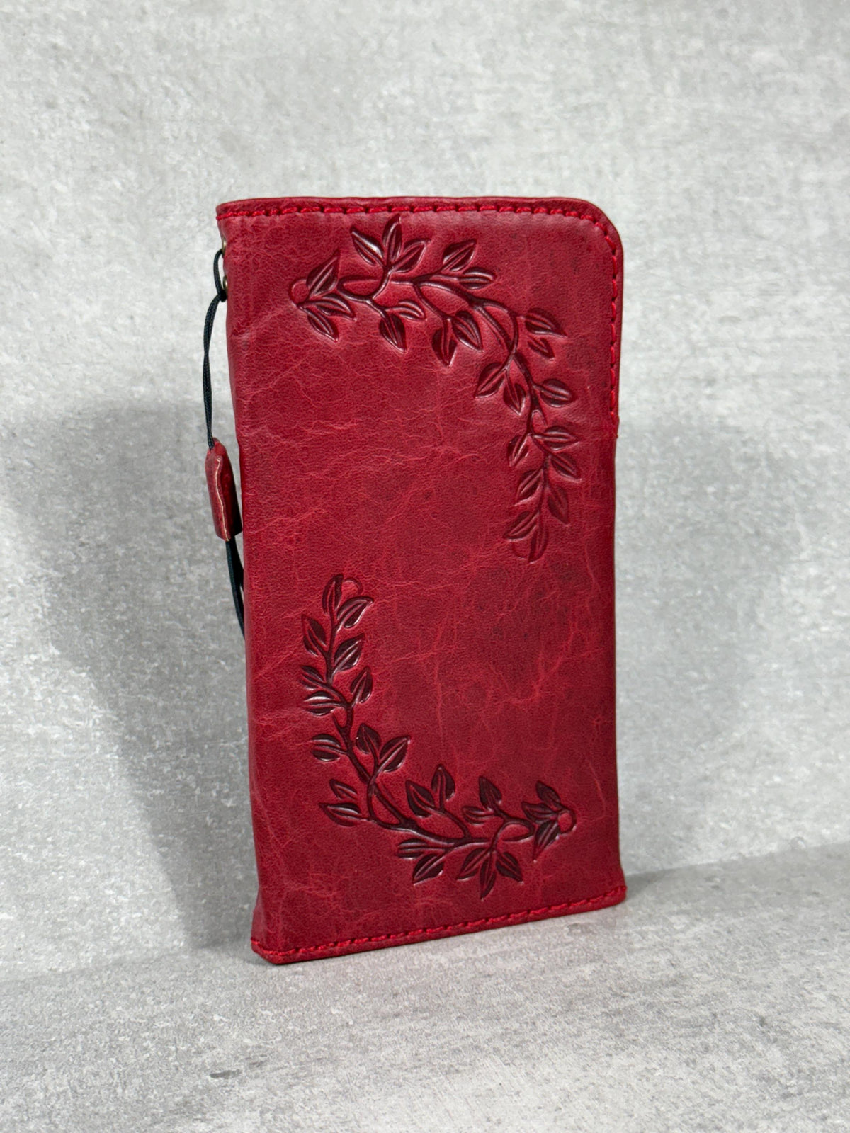 Genuine Leather Galaxy S22 S23 S24 Ultra Wallet Case: Red Heart