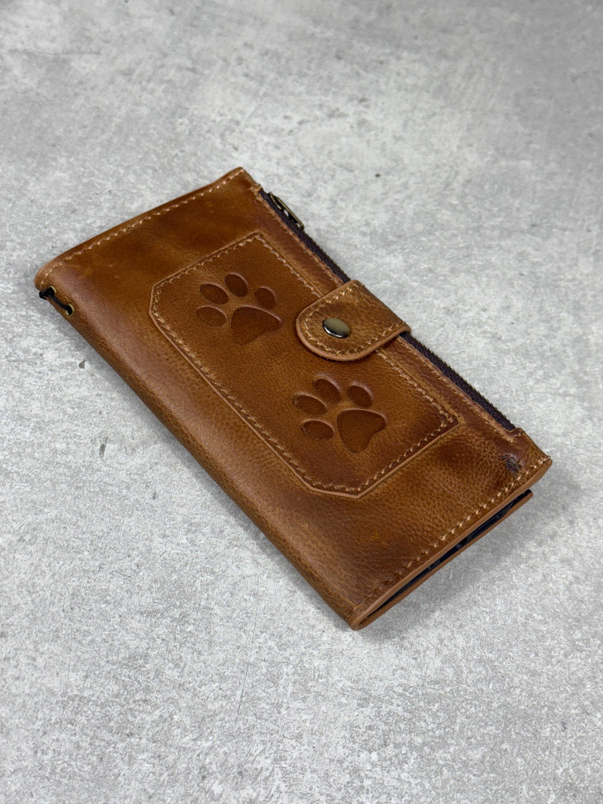 Handmade Leather Wallet Case for Galaxy Z Fold 2/3/4/5/6/7 - Zip Design
