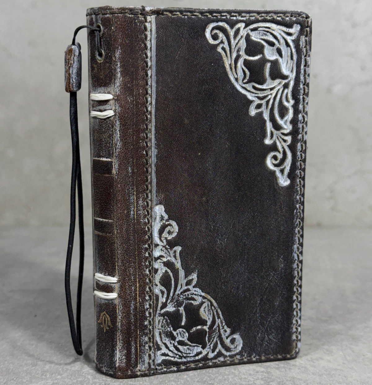 Vintage Leather iPhone Wallet Case: Book Style, Credit Card Slots