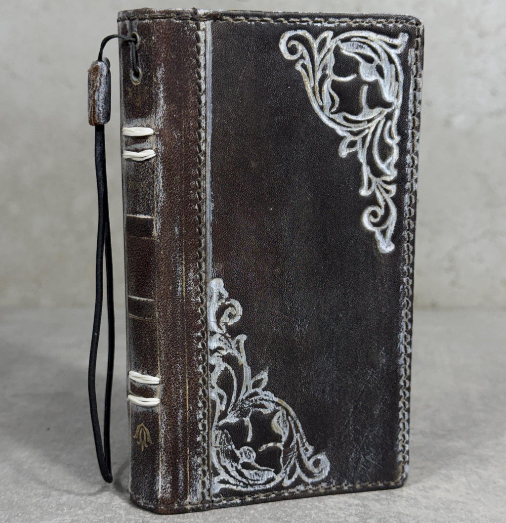 Vintage Leather iPhone Wallet Case: Book Style, Credit Card Slots