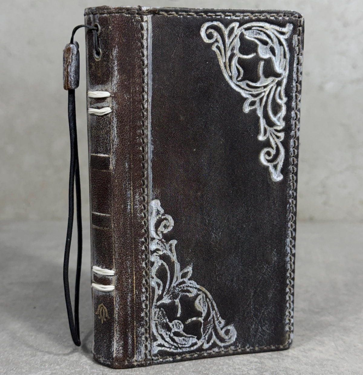 Vintage Leather iPhone Wallet Case: Book Style, Credit Card Slots
