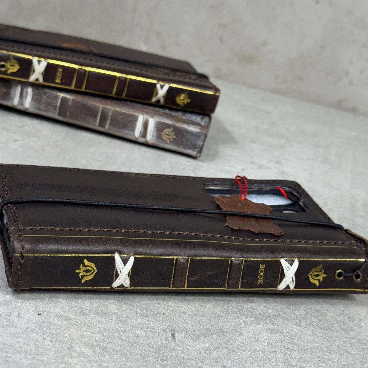 Vintage Leather iPhone Wallet Case: Book Style, Credit Card Slots