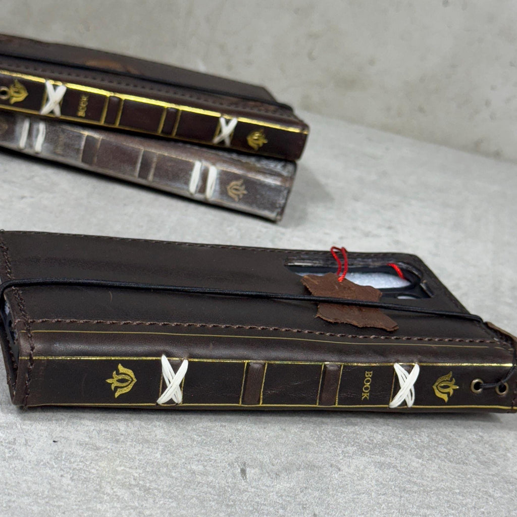 Vintage Leather iPhone Wallet Case: Book Style, Credit Card Slots