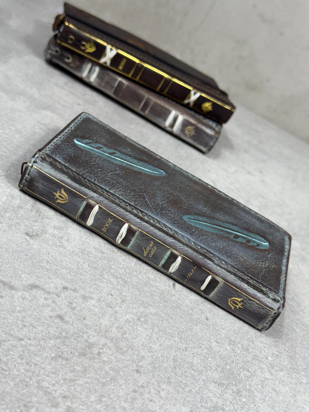 Handmade Leather Wallet Case for Galaxy: Book Design, Card Slots
