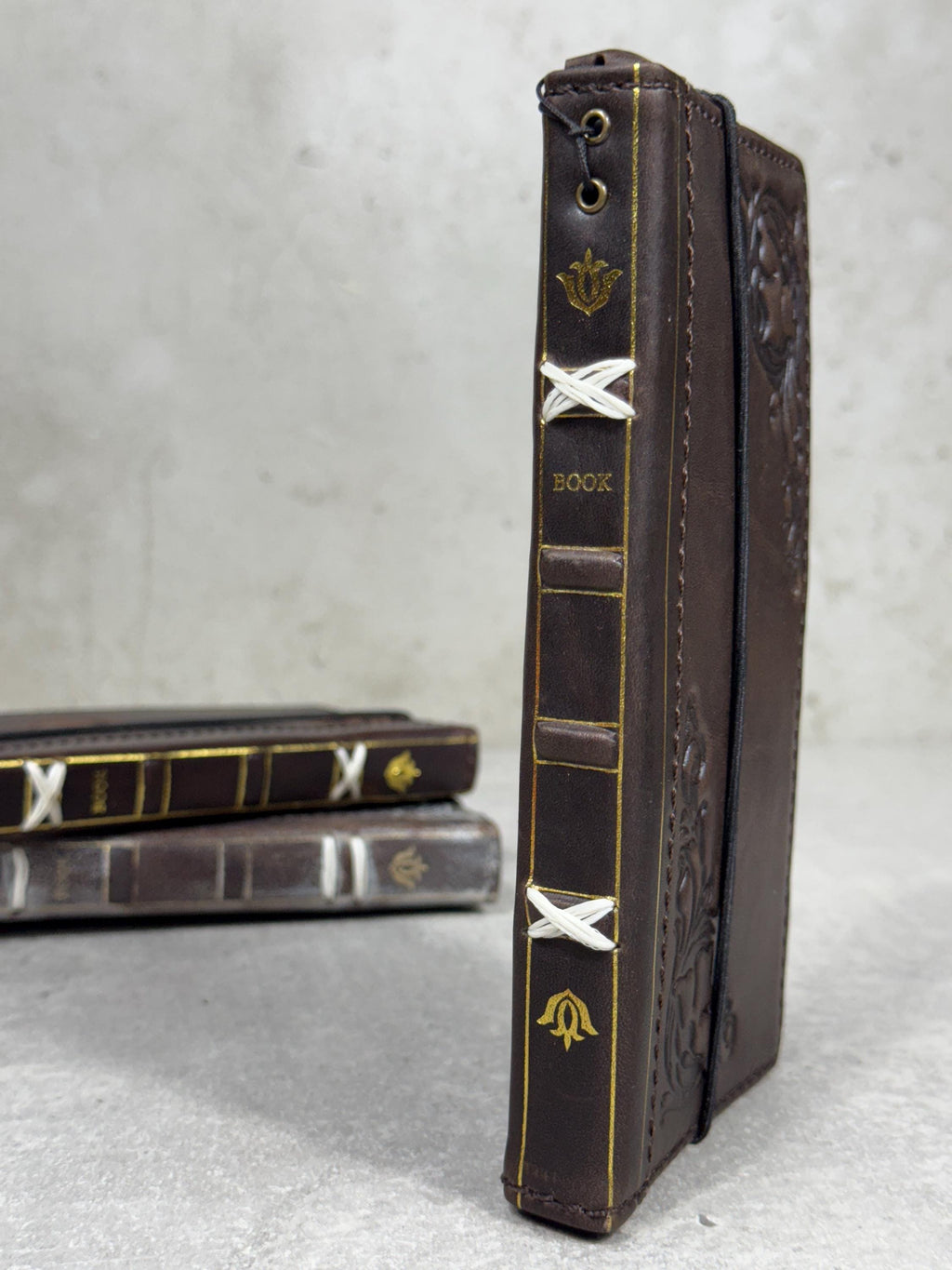 Handmade Leather Wallet Case for Galaxy: Book Design, Card Slots