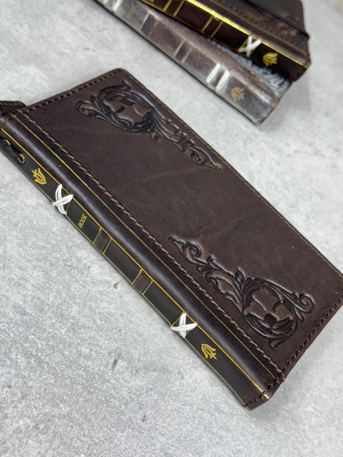 Handmade Leather Wallet Case for Galaxy: Book Design, Card Slots