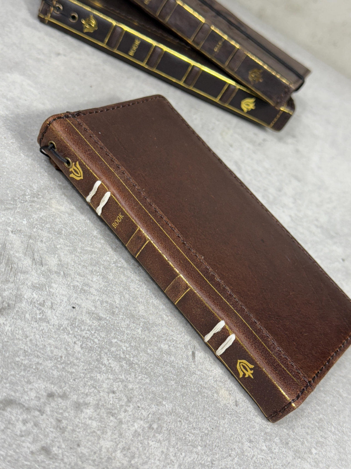 Handmade Leather Wallet Case for Galaxy: Book Design, Card Slots, Wireless Charge