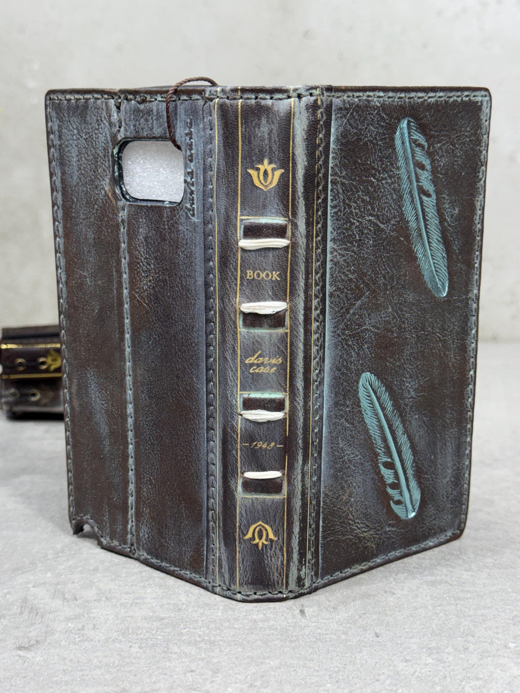 Vintage Leather iPhone Wallet Case: Book Style, Credit Card Slots