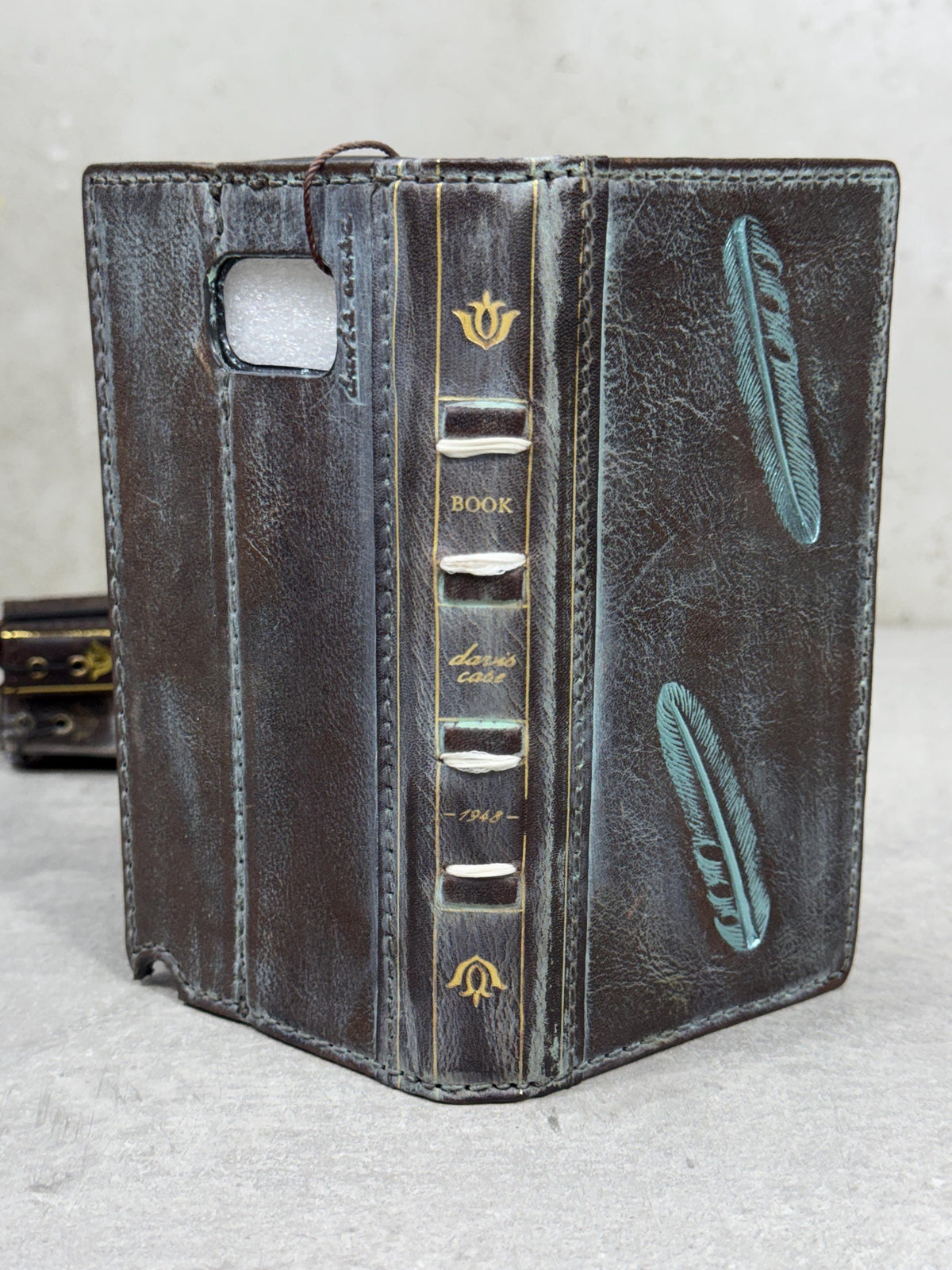 Vintage Leather iPhone Wallet Case: Book Style, Credit Card Slots
