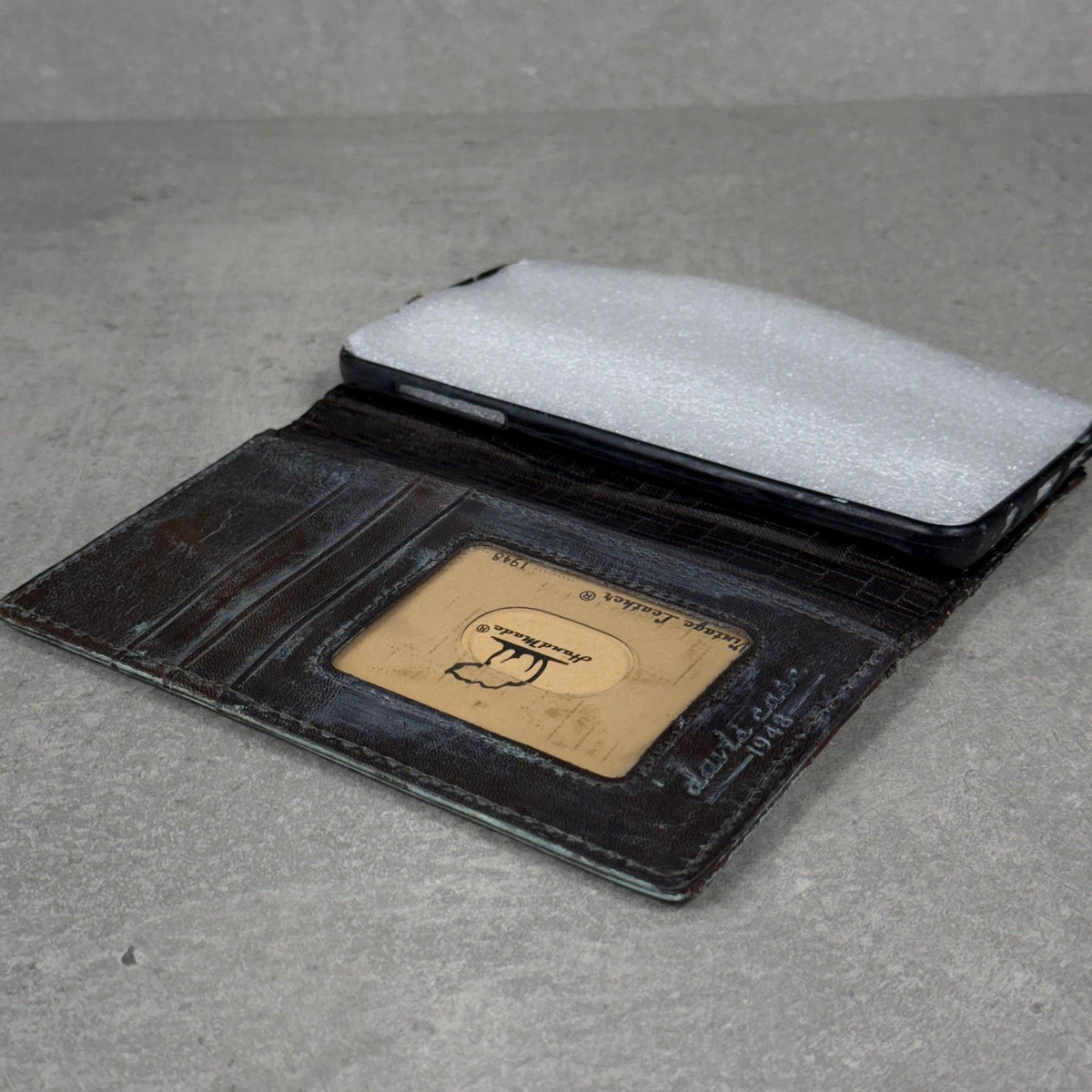 Vintage Leather iPhone Wallet Case: Book Style, Credit Card Slots