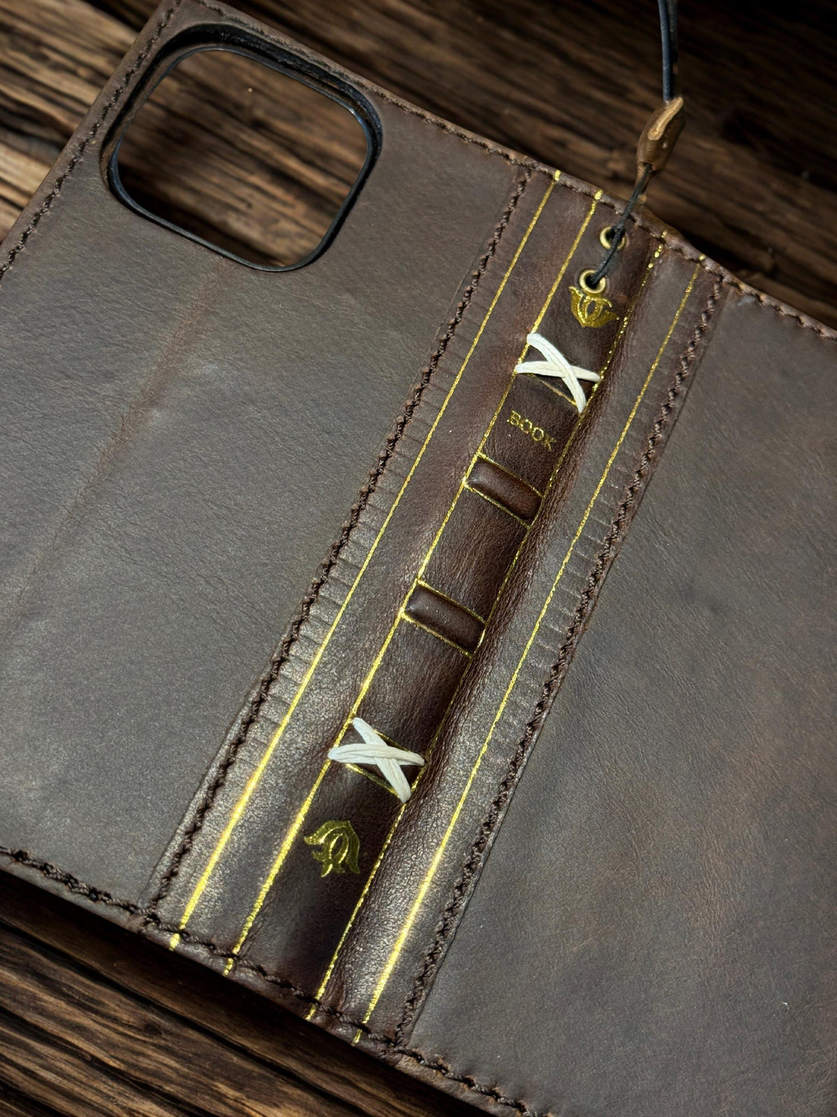 Vintage Book Style Leather iPhone Wallet Case