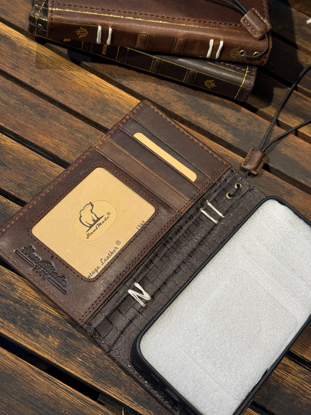 Vintage Book Style Leather iPhone Wallet Case