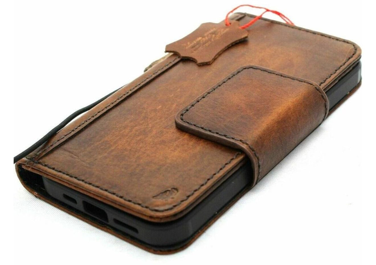 Handmade Leather Wallet Case for OnePlus: Wireless Charge, Card Slots