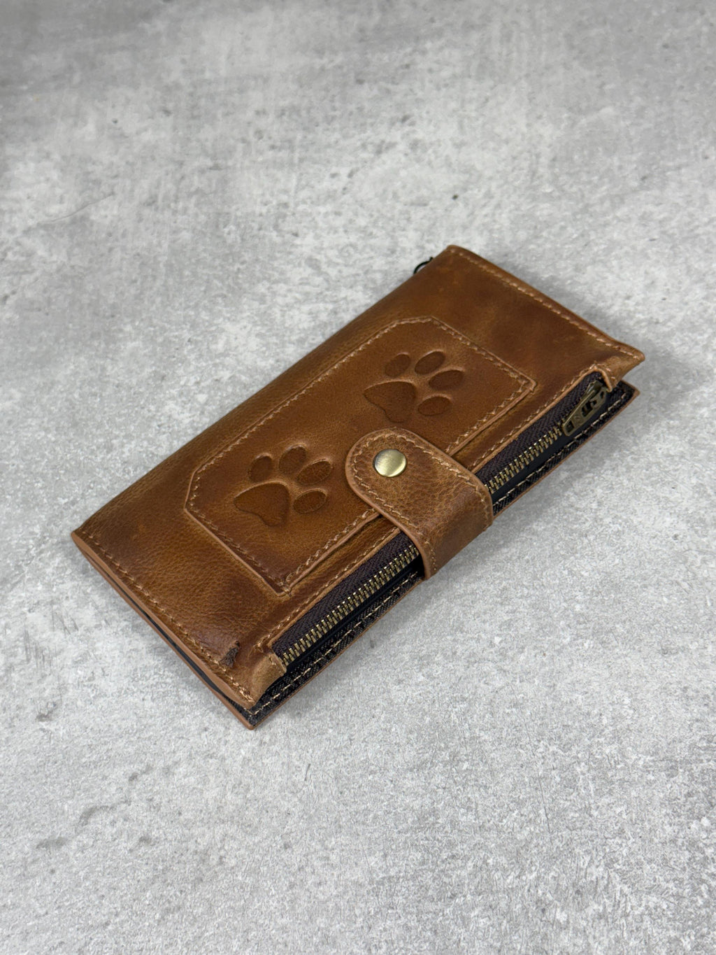 Handmade Leather Wallet Case for Galaxy Z Fold 2/3/4/5/6/7 - Zip Design