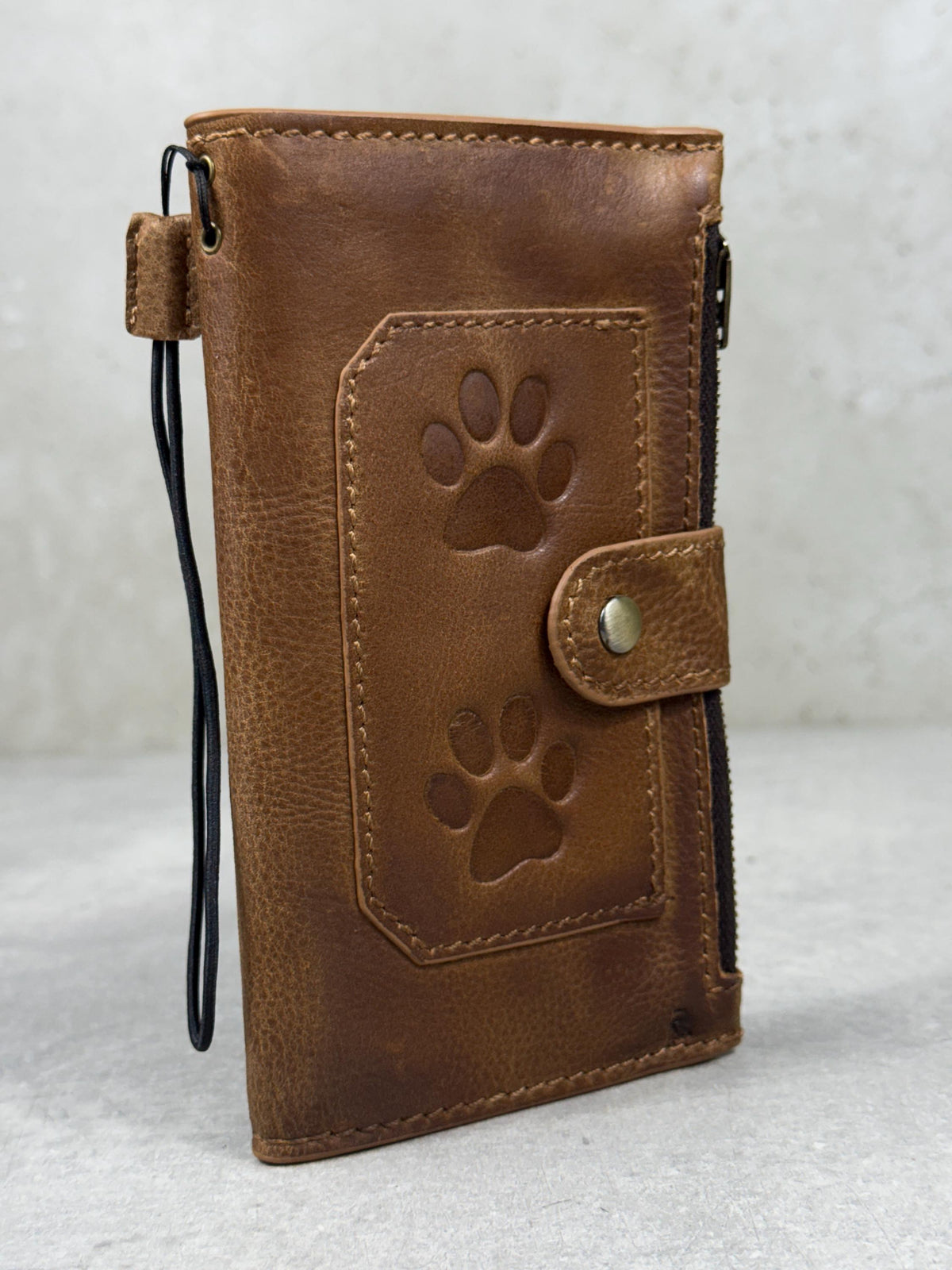 Handmade Leather Wallet Case for Galaxy Z Fold 2/3/4/5/6/7 - Zip Design