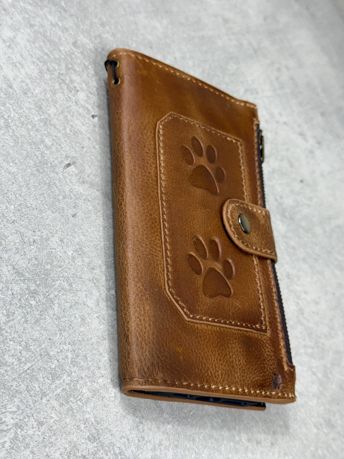 Handmade Leather Wallet Case for Galaxy: Book Design, Card Slots