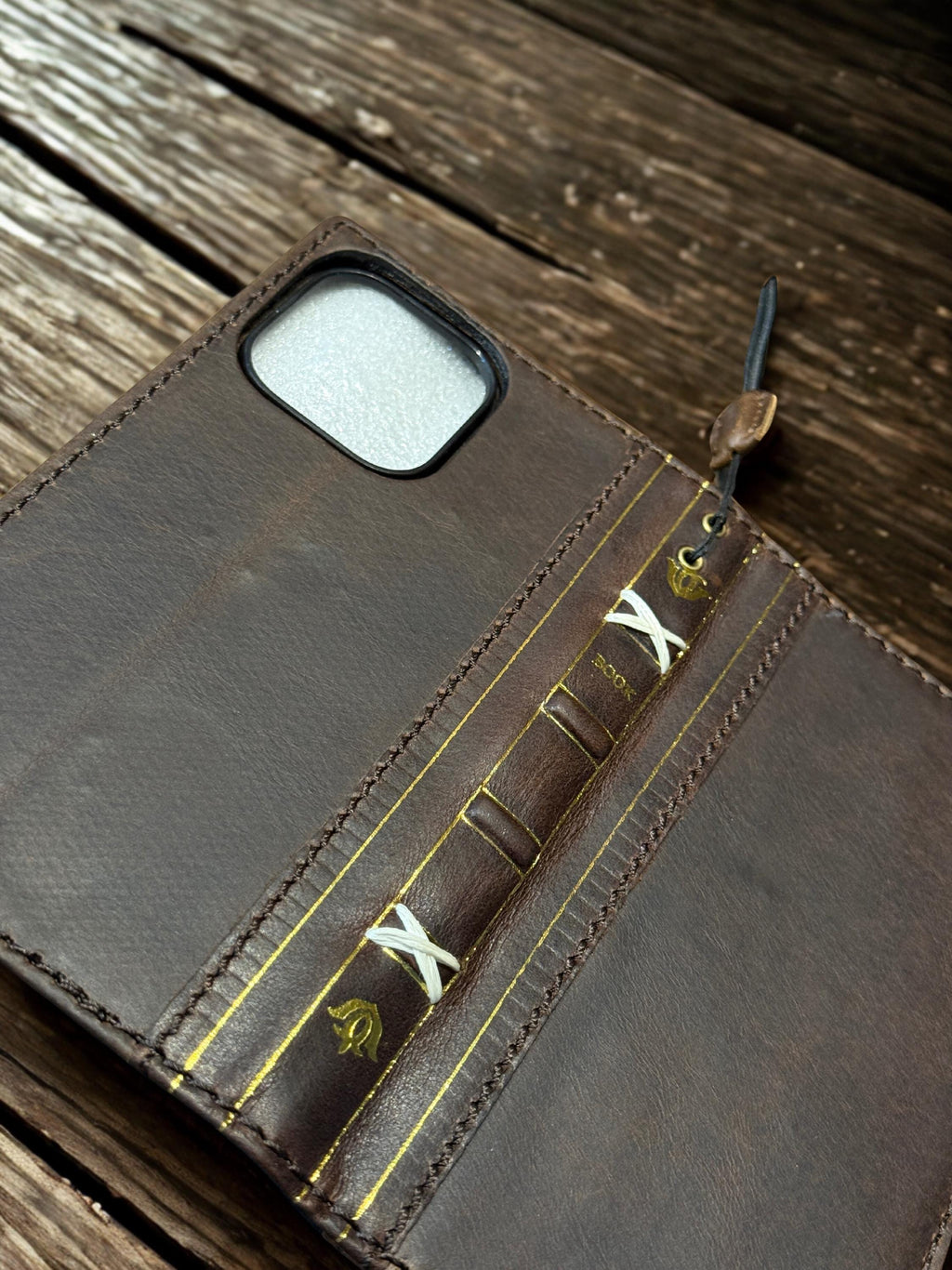 Handmade Leather Wallet Case for Galaxy: Book Design, Card Slots