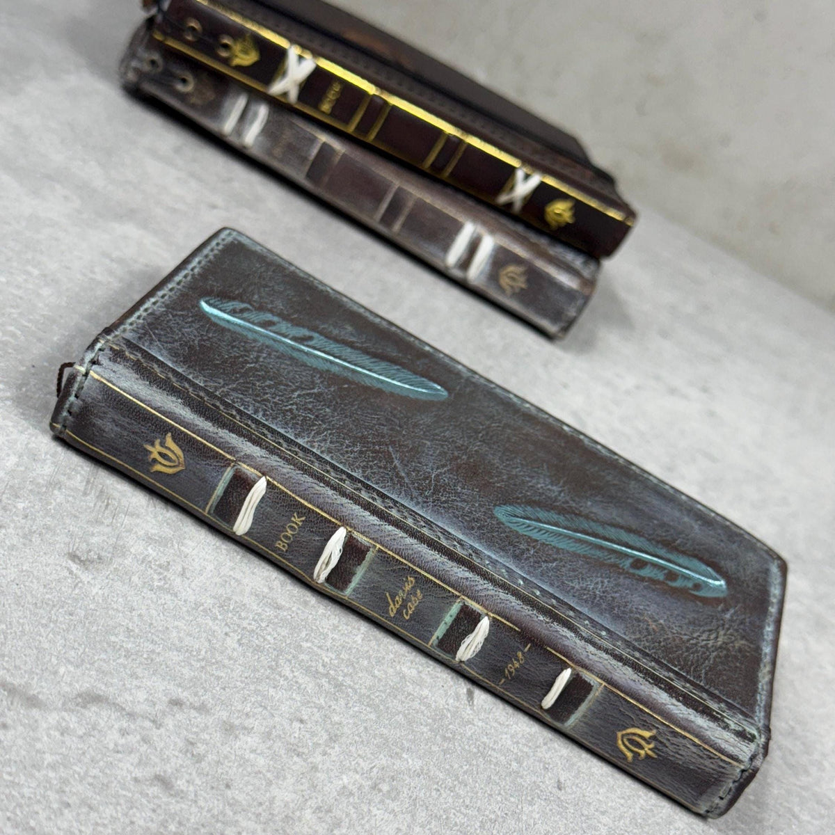 Vintage Leather iPhone Wallet Case: Book Style, Credit Card Slots