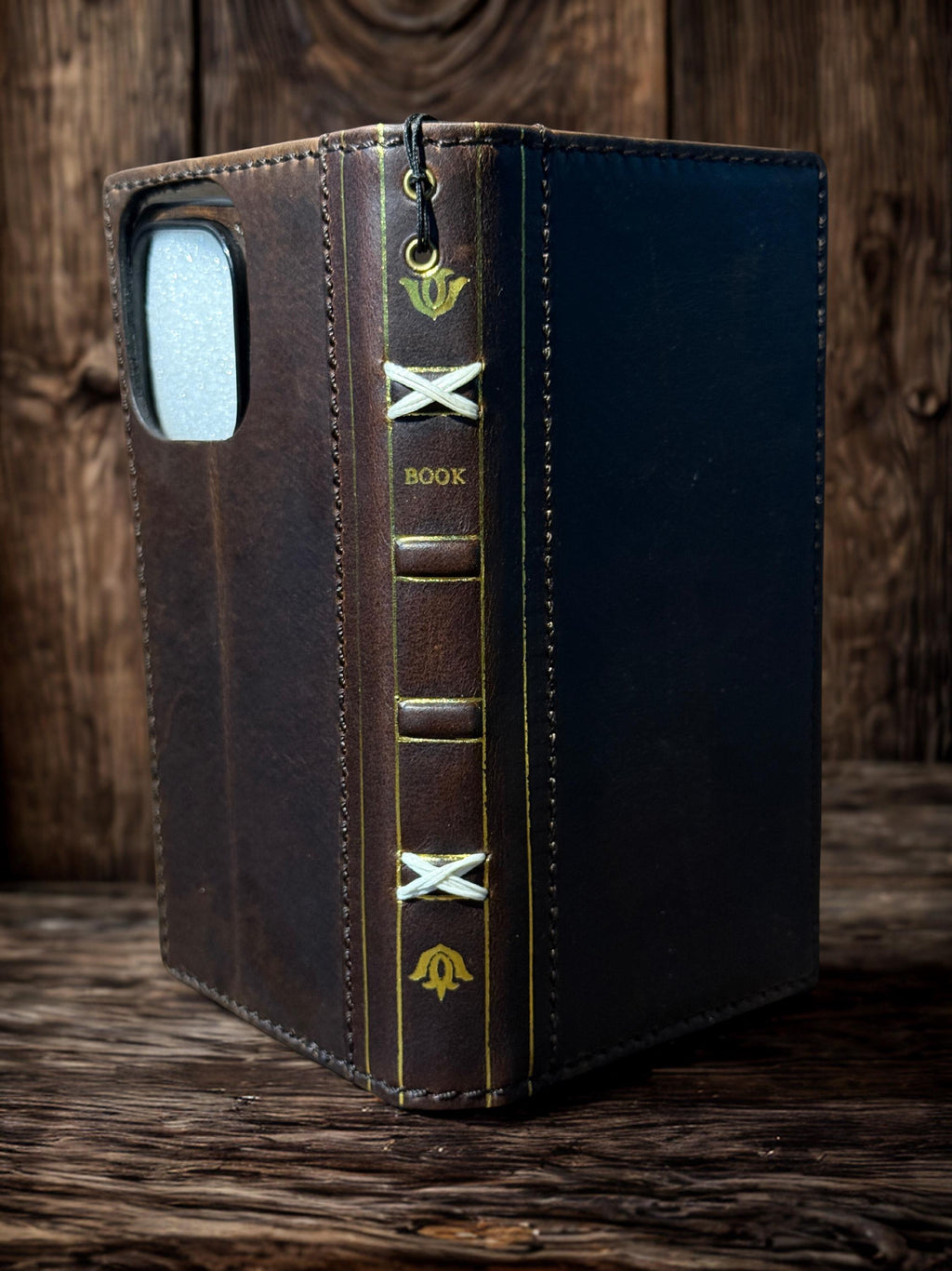 Vintage Book Style Leather iPhone Wallet Case