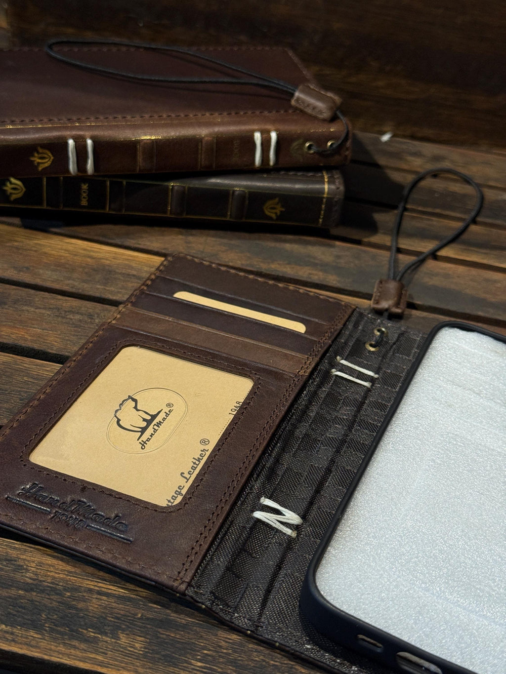 Vintage Book Style Leather iPhone Wallet Case