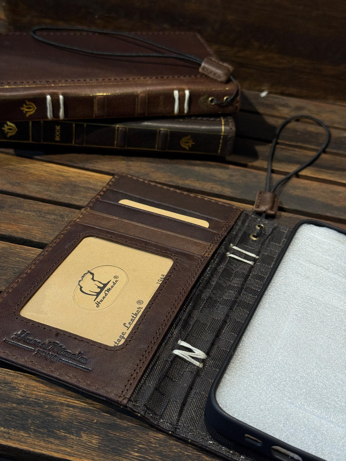 Vintage Book Style Leather iPhone Wallet Case